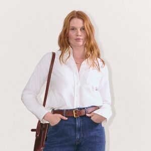 Everlane Women's Must-Have Oxford Button Up Shirt in White, Size 8